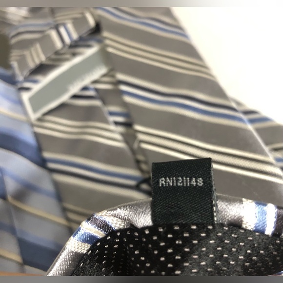 2 Michael Kors Striped Ties Blue & Gray - Picture 5 of 6